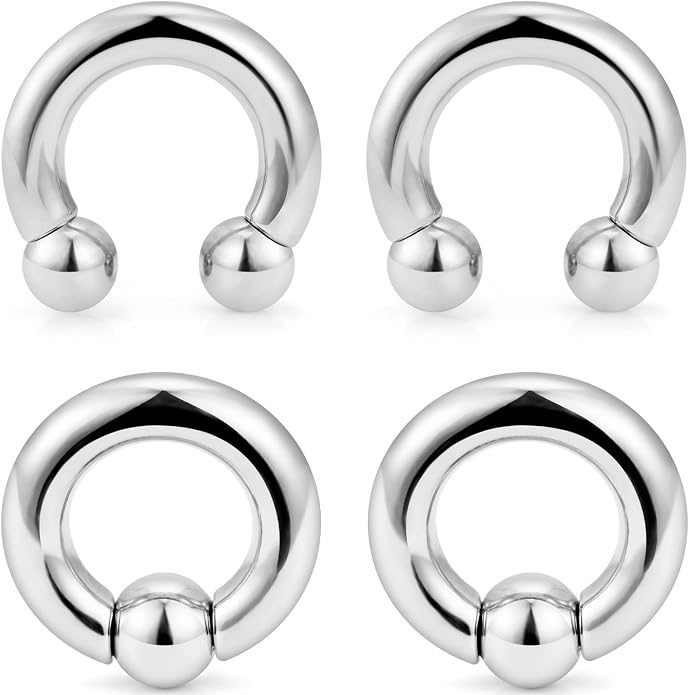 00G 0G 2G 4G 6G 8G 10G 12G 14G 16G Septum Rings Silver Black Surgical Steel Heavy Gauges Earrings Stretching kit Eyebrow Lip Septm Nose Rings Helix Tragus Daith Rook Earrings Hoops 10mm-19mm