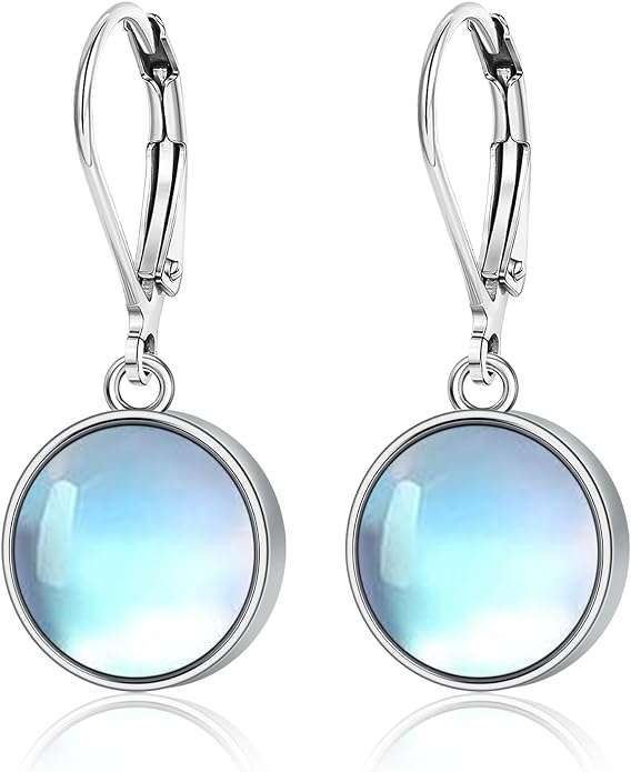 Larimar/Star/Dragonfly/Sunflower/Moonstone/Black Onyx Earrings for Women Leverback Dangle Earrings Hypoallergenic Jewelry for Women