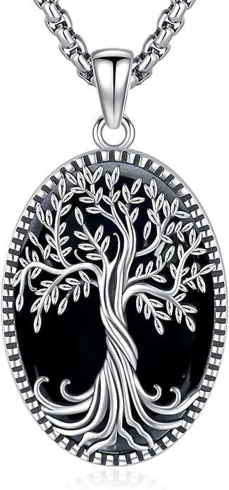 Sterling Silver Tree of Life Necklace for Women Oval Family Tree Necklace Abalone Shell Moonstone Pendant Mother Day Necklace for Mom Tree of Life Jewelry
