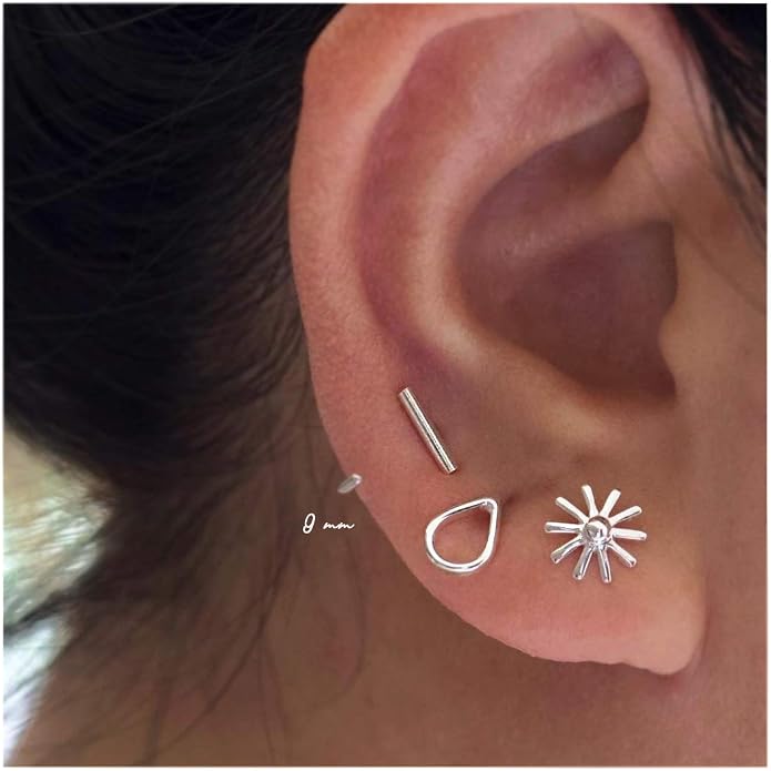 CHIC & ARTSY 925 Sterling Silver Half Hoop Earrings for Women, Small Huggie Hoops Set with Ball Bar Star Moon Cross & Pearl, Lightweight Comfort Fit Everyday & Sleep Earrings
