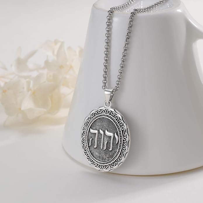 Tetragrammaton/Thors Hammer/Viking Axe/Jewish/Yahweh Necklace for Men 925 Sterling Silver Viking Norse Pagan Jewelry Gifts for Women