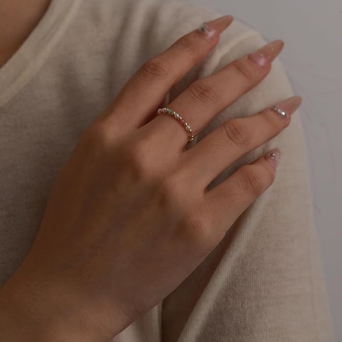 14K Gold Filled ring, dainty stackable handpicked premium 1.8-2mm cultured freshwater pearl ring women's