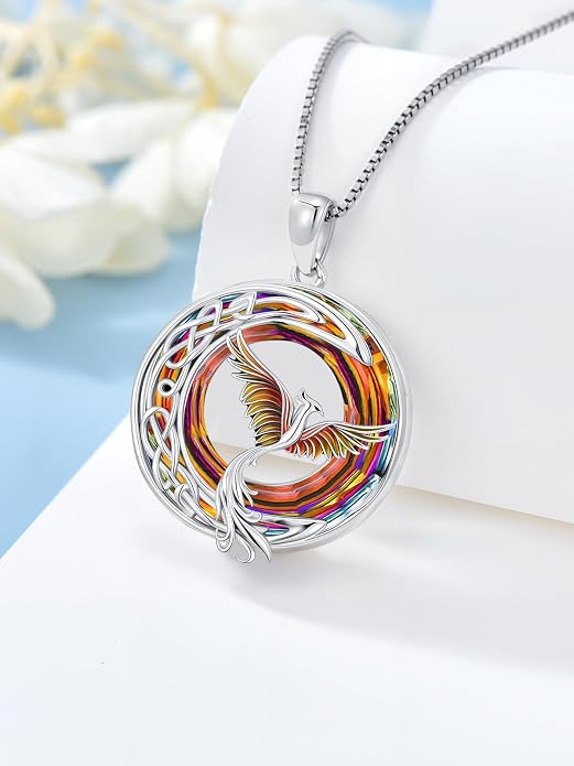 TOUPOP Phoenix Necklace 925 Sterling Silver Crystal Pendant Phoenix Rising Jewelry Women Birthday Mothers Day Gifts for Women