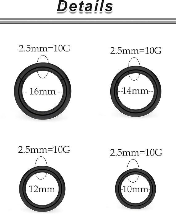 20G-2G Surgical Steel Hinged Clicker Septum Nose Rings Gauges Earrings Seamless Hoops Eyebrow Lip Ring Cliker Helix Tragus Daith Rook Earrings for Women Men