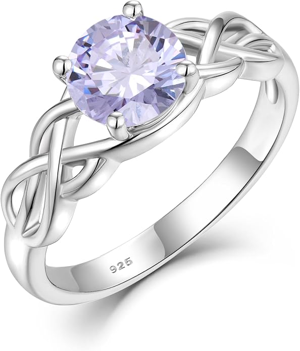 STARCHENIE Celtic Knot Promise Ring for Women 925 Sterling Silver Engagement Wedding Band with Birthstone (Size 5-10)