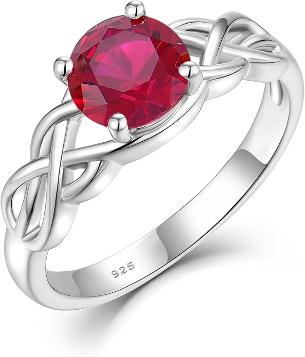 STARCHENIE Celtic Knot Promise Ring for Women 925 Sterling Silver Engagement Wedding Band with Birthstone (Size 5-10)
