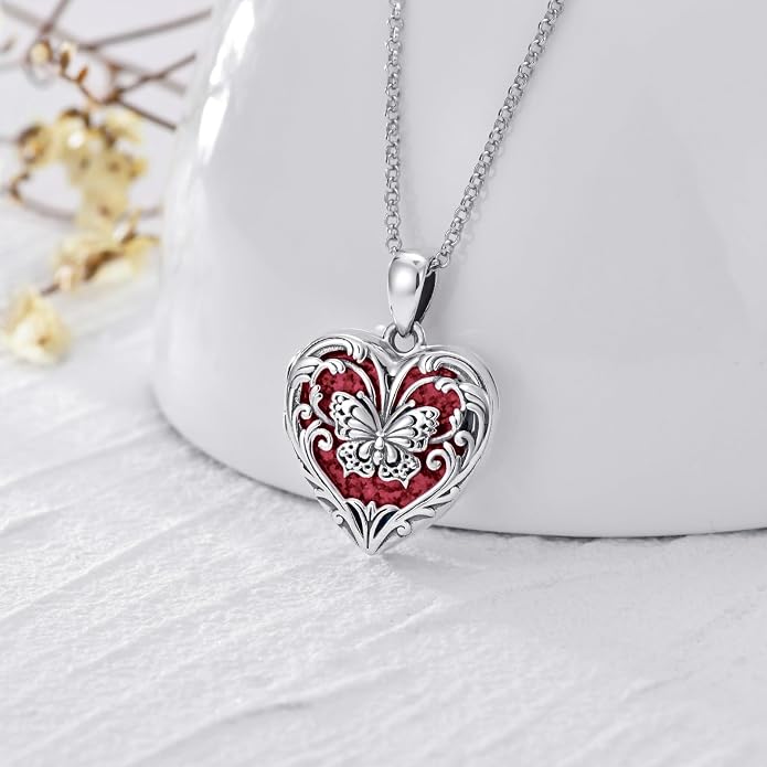 SOULMEET Personalized Butterfly Locket Necklace That Holds Up to 2 Pictures, Memorial Insects Silver Butterfly Photo Locket Custom Any Photo Healing Gift