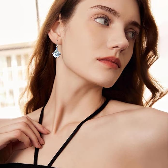 Abalone Shell Dangle Drop Earrings for Women 925 Sterling Silver Filigree Bohemian Earrings Jewelry Gift