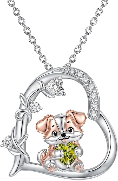 PELOVNY Teddy Bear Necklace for Women 925 Sterling Silver Bear/Highland Cow/Fox/Cat/Axolotl Birthstone Necklace Christmas Birthday Jewelry Gifts for Mom Daughter Wife Sister