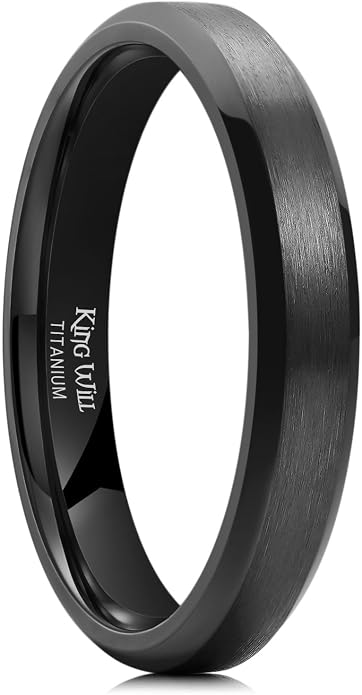 King Will Titanium Wedding Band for Men Women- 3-10mm Width Black/Sliver/Gold High Purity Titanium Promise Wedding Ring Comfort Fit for Daily Wear Size 6-14