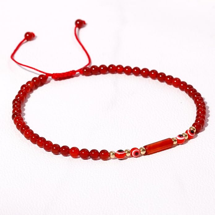 Spiritual Agate Evil Eye Beaded Anklet Protection Beach Jewelry