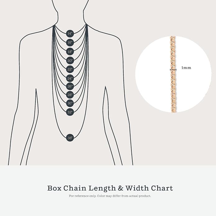 KEZEF 18K Gold Plated 925 Sterling Silver Box Chain Necklace for Women, 1mm Thin & Sturdy Italian Chain Necklace, Rose Gold & Silver Available, 15/16/18/20/22/24/30 Inch