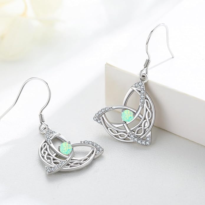 Celtic Knot Earrings 925 Sterling Silver Abalone Drop Dangle Celtic Earrings Gifts for Women