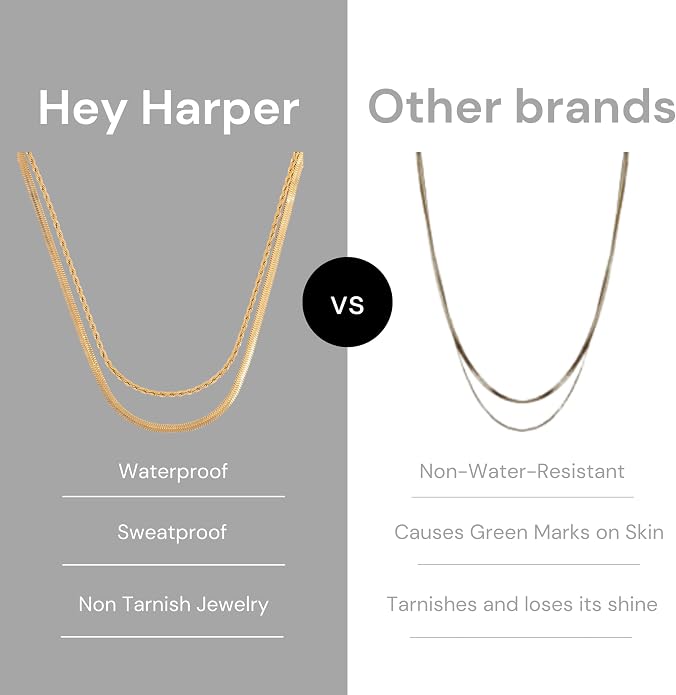 Hey Harper Gold Necklace For Women Trendy Necklace - 14K Golden PVD Coating Waterproof & Sweatproof Non Tarnish Jewelry Chain Necklaces
