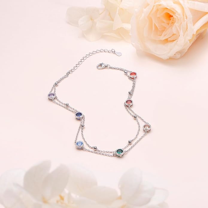 Anklets for Women 925 Sterling Silver Blue Evil Eye Infinity Butterfly Adjustable Multilayer Layered Summer Beach Ankle Bracelet Foot Chain Jewelry for Women