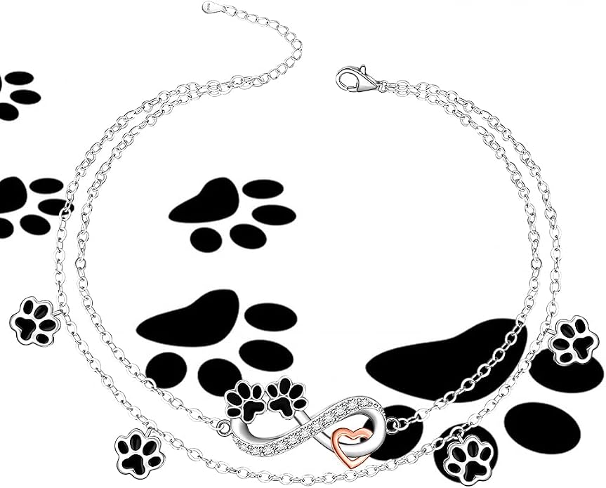 Infinity Cat Paw Print Celtic Knot Sea Turtle Elephant Flamingo Butterfly Dolphin Evil Eye Anklets Bracelets for Women Sterling Silver Adjustable Ankle Bracelet Summer Beach Lovers Gift