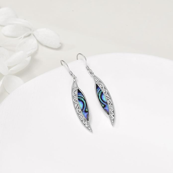 Abalone Shell Dangle Drop Earrings for Women 925 Sterling Silver Filigree Bohemian Earrings Jewelry Gift