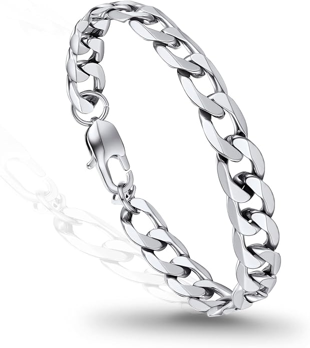 PROSTEEL Silver/Gold/Black Bracelets for Men Figaro Cuban Link, 6mm-13mm Width, 7.5"/8.3"/9" Length, Stainless Steel Mens Bracelet Jewelry with Gift Box