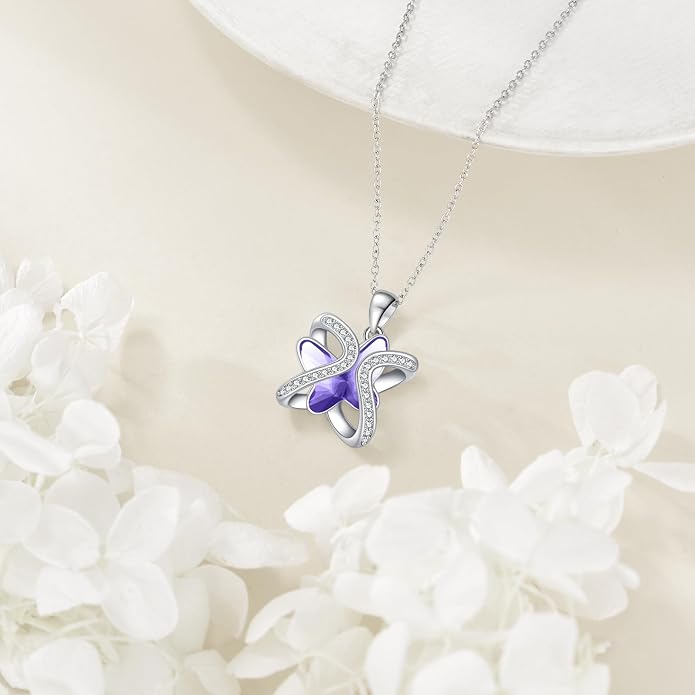 Crystal Necklace 925 Sterling Silver Crystal Pendant Necklace for Women Gift for Women