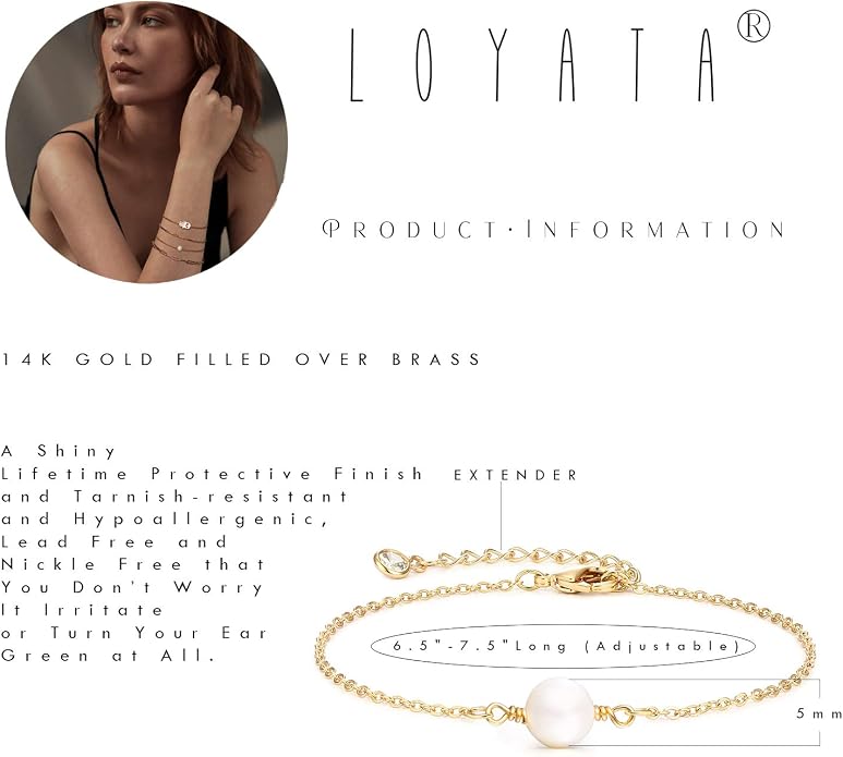 LOYATA Gold Bracelet Gold 14K Gold Filled Dainty Chain Simple Jewelry Gift for Women