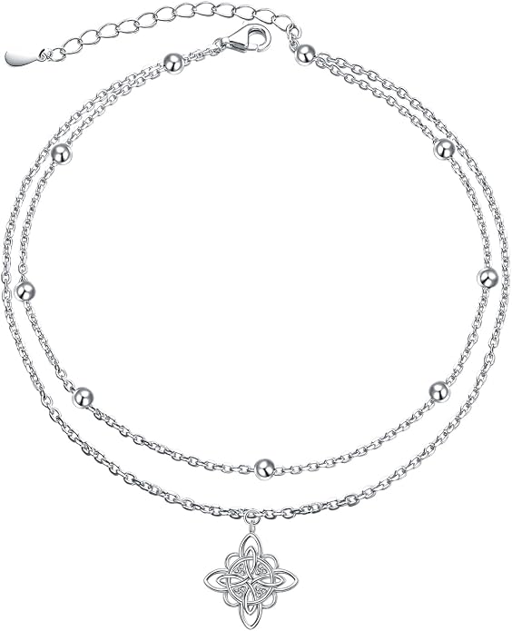 Yearace Anklet for Women S925 Sterling Silver Adjustable Foot Beaded Chain Lotus Flower Claddagh Dragonfly Witches Knot Ankle Bracelet Summer Beach Anklets Jewelry Gift