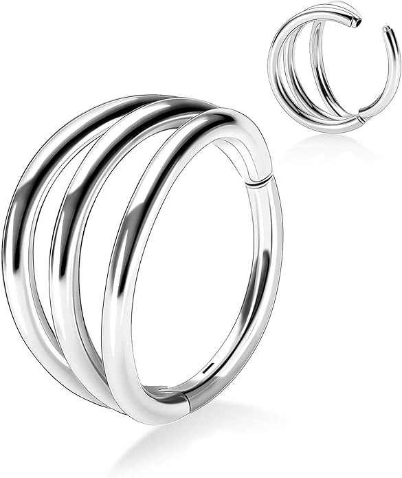 316L Surgical Steel Septum Clicker Ring Nose Ring Hoop Sleeper Hoop Earring Helix Rook Conch Cartilage Daith Tragus Earrings Lobe Nose Piercing Jewelry for Women