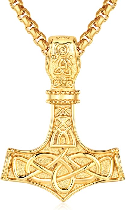 925 Sterling Silver Viking Norse Mjolnir Thor Hammer Pendant Amulet Necklaces with Gifts Box