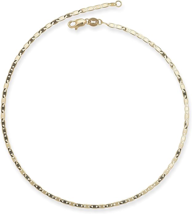 JewelryWeb Solid 10K Yellow Gold 10 Inch 2.2mm Mariner Chain Anklet Anklet for Women and Men