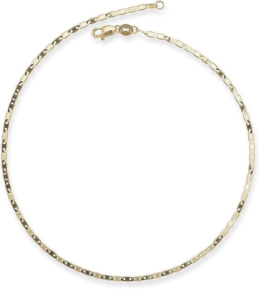 JewelryWeb Solid 10K Yellow Gold 10 Inch 2.2mm Mariner Chain Anklet Anklet for Women and Men