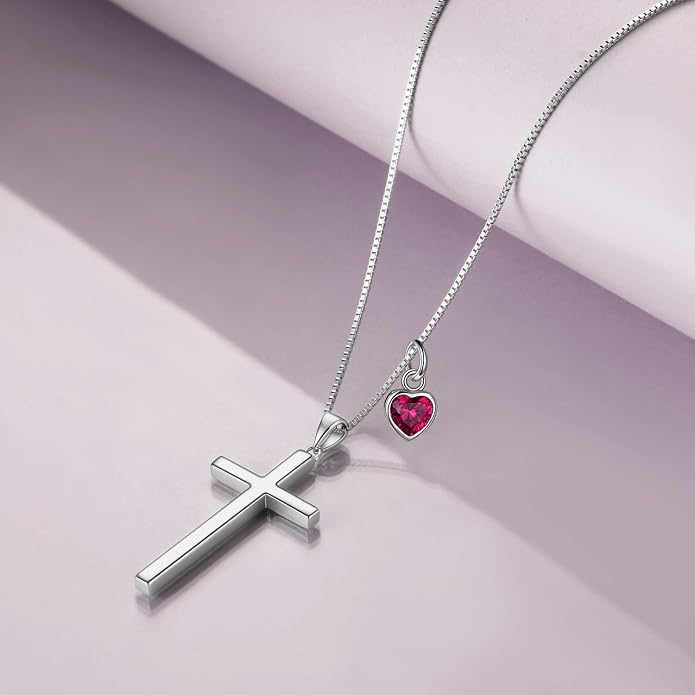 POPLYKE Cross Necklace 925 Sterling Silver Philippians 4:13 I Can Do All The Things Inspirational Necklace Gifts for Women Men 20+2''