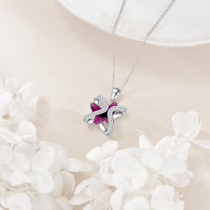 Crystal Necklace 925 Sterling Silver Crystal Pendant Necklace for Women Gift for Women