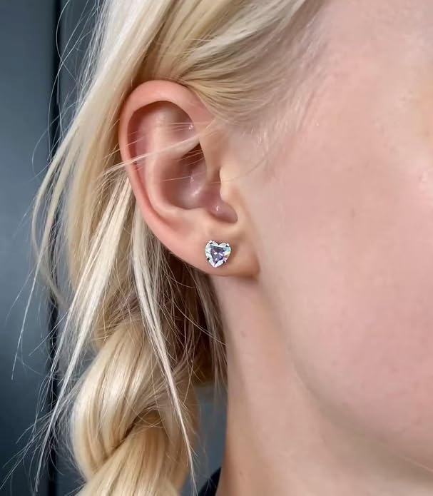 [2 Pairs Value Set]G23 Titanium Stud Earrings for Sensitive Ears, 18G Hypoallergenic Piercing Studs with Flat Back, Internal Thread Earring Jewelry for Women