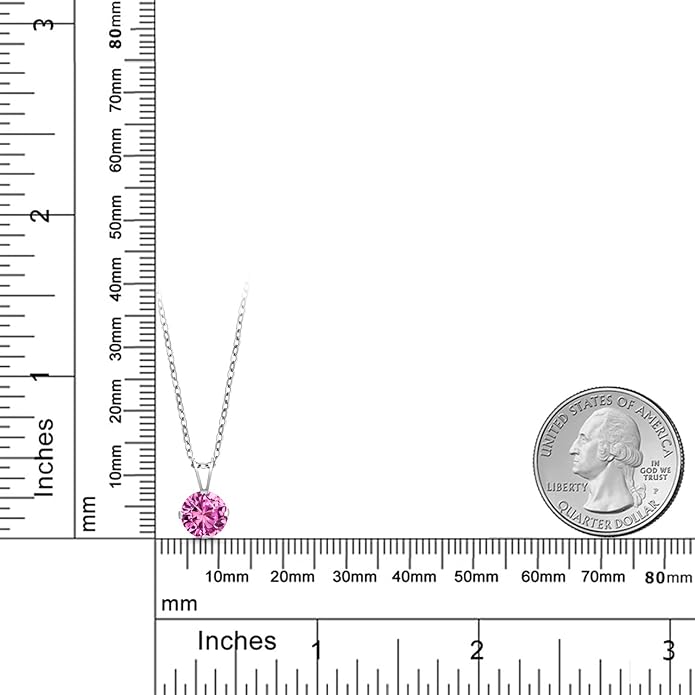 Gem Stone King 7MM Round Gemstone Birthstone Pendant Necklace For Women | 925 Sterling Silver | With 18 Inch Silver Chain | Fine Jewelry Gifts for Women Her Mom Wife