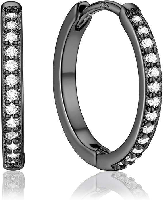 PROSTEEL Hoop Earrings for Women, Huggie Hoop with 925 Sterling Silver Post, 8/10/12/14/16/18/20mm Small Huggie Hoops, 14K Gold Plated/Silver/Black/Rose Gold Hypoallergenic Earrings Jewelry