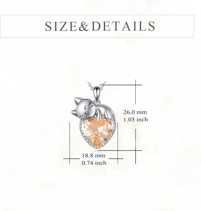 Cat Necklace Sterling Silver Cat Zircon Pendant Gothic Jewelry for Women Animal Lovers Gifts