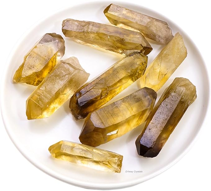 Erliway 0.22 lbs Smoky Citrine Quartz Crystals Bulk, 1.6-3.94" Raw Citrine Crystal Wands, Irregular Shape Rough Quartz Crystal Points for Meditation Yoga Reiki Balancing Wire Wrapping