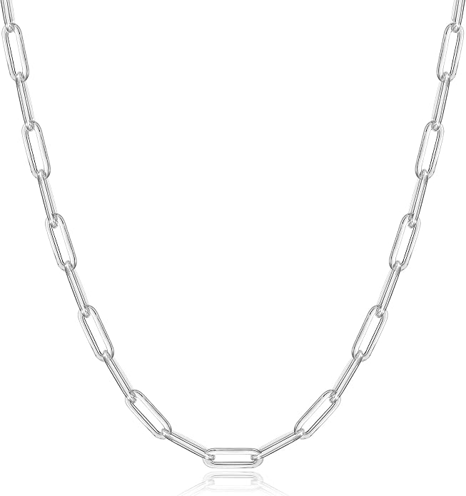 OCHCOH 925 Sterling Silver Clasp 2.5/3/4/5mm Paperclip Chain for Women Silver Chain Necklace 16, 18, 20, 22, 24, 26, 30 Inches