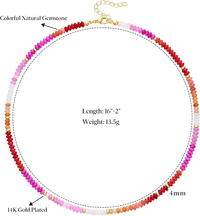 KELORIS PATH Beaded Necklace for Women, Colorful Gemstone Boho Bead Choker for Beach, Trendy Summer Natural Stone Jewelry Gifts