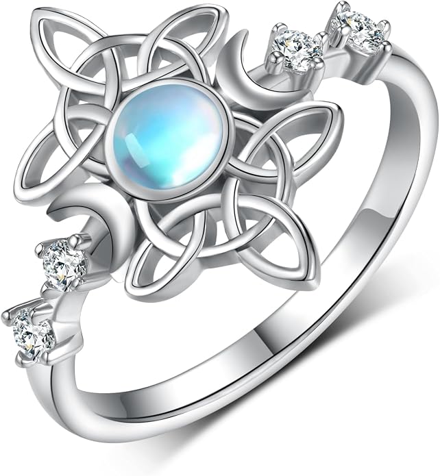 Witches Knot Ring 925 Sterling Silver Witch Rings Good Luck Irish Pagan Celtic Knot Wiccan Jewelry Gifts for Women