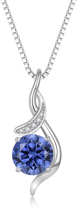 Women‘s Birthstone Pendant Necklace S925 Sterling Silver Imitation Diamond Infinity Necklace Jewelry Gift for Her
