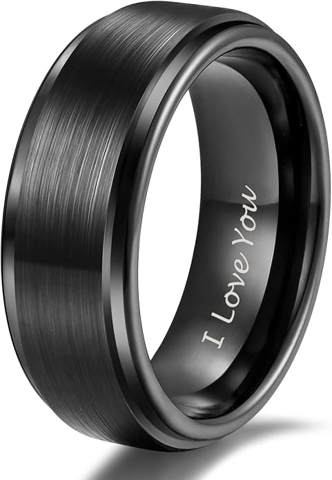 TRUMIUM 4mm 6mm 8mm Tungsten Rings for Men Women Silver Blue Rose Gold Plated Black Tungsten Wedding Band Matte Brushed Finish Comfort Fit Size 4-15