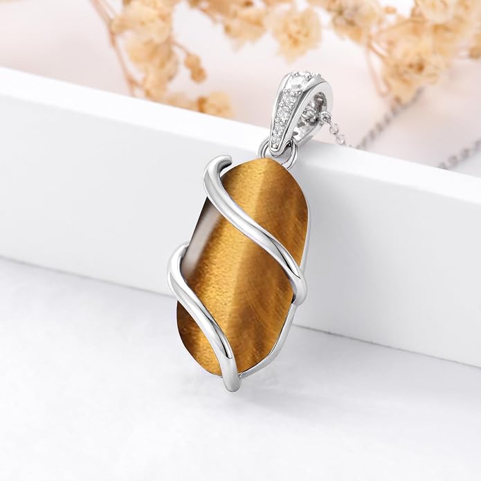 HPQQ Necklace for Women 925 Sterling Silver Dainty Gemstone Pendant Fine Jewelry Birthday Mothers Day Gifts for Mom Wife Her