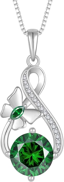 Butterfly Necklaces for Women 925 Sterling Silver Infinity Pendant Necklace Birthstone Jewelry Gifts for Her