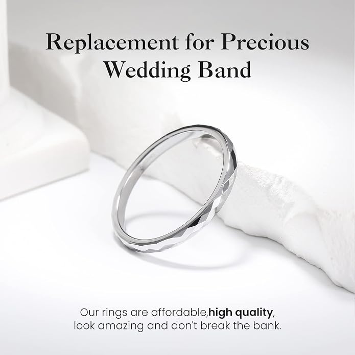 King Will Tungsten Carbide Wedding Ring for Men Women Promise Ring for Couple 2mm/4mm/6mm Black/Silver/Gold/Rose Gold Multi-faceted Shining Luster High Polished Wedding Band Comfort Fit