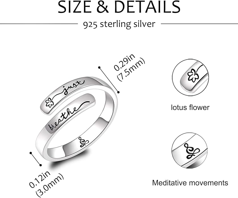 925 Sterling Silver Inspirational Rings for Women Hope Rings Encouragement Jewelry