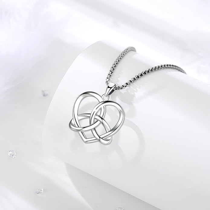 Pentagram Necklace Sterling Silver Triple Moon Goddess/Celtic Knot Witches Knot/Ankh/Sun and Moon/Hecate/Lilith/Santa Muerte/Tetragrammaton Pendant Necklace Pagan Wiccan Magic Egyptian Amulet Jewelry for Women Men