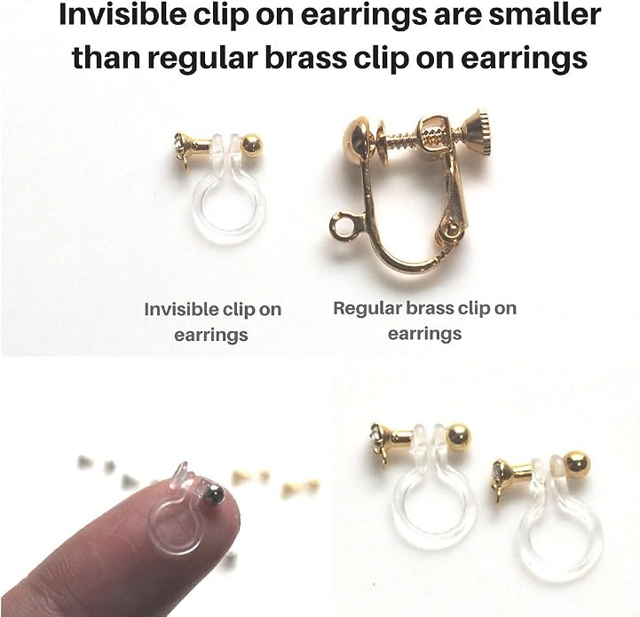 Comfortable Stick Invisible Clip On Earrings Gold Dangle Long Waved Threader Bar Clip-On Non Pierced Earrings Silver For Women,…