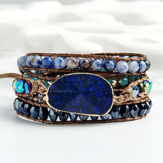 Women Wrap Bracelets Boho Natural Stone Jasper Turquoises Strand Bracelet Jewelry Collection