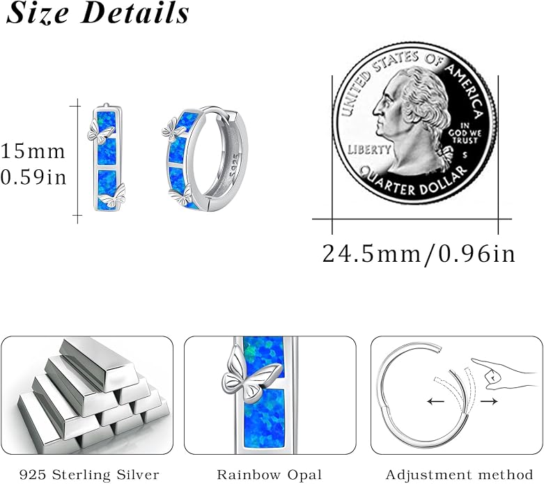 MEDWISE Mothers Day Gifts for Mom Multi Colored Opal Hoop Earrings for Women 925 Sterling Silver Huggie Hoop Earrings Jewelry Gift for Women Daughter Wife Mom Friends