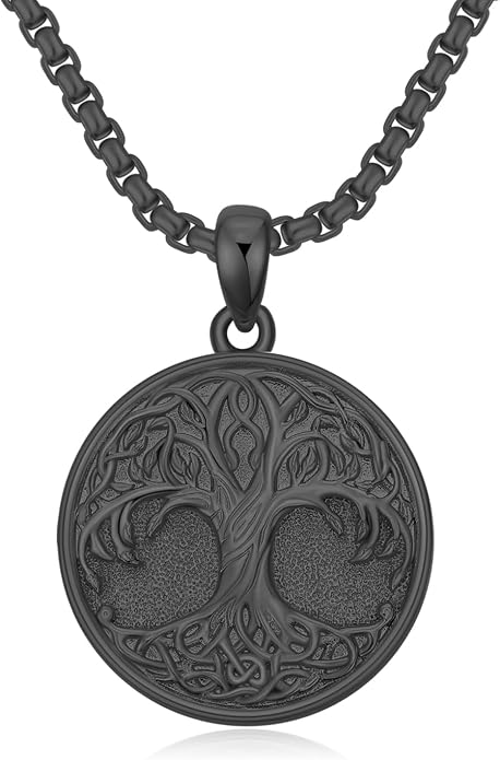 Tree of Life Necklace 925 Sterling Silver Round Tree of Life Pendant Jewelry for Men Women, w/Stainless Steel Chain 22''+2''